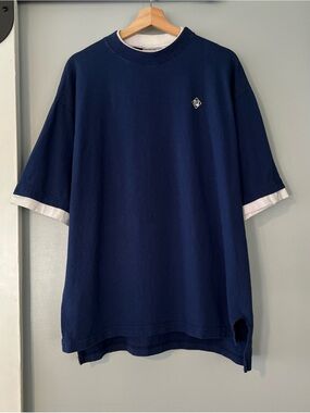 Vintage 90s Franklin Sports Men’s XL Double Shirt Imitation Blue White T-Shirt